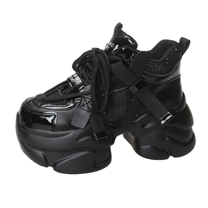 Women's Winter Fleece-lined Polyurethane Platform Dad Height Women's Sports Shoes