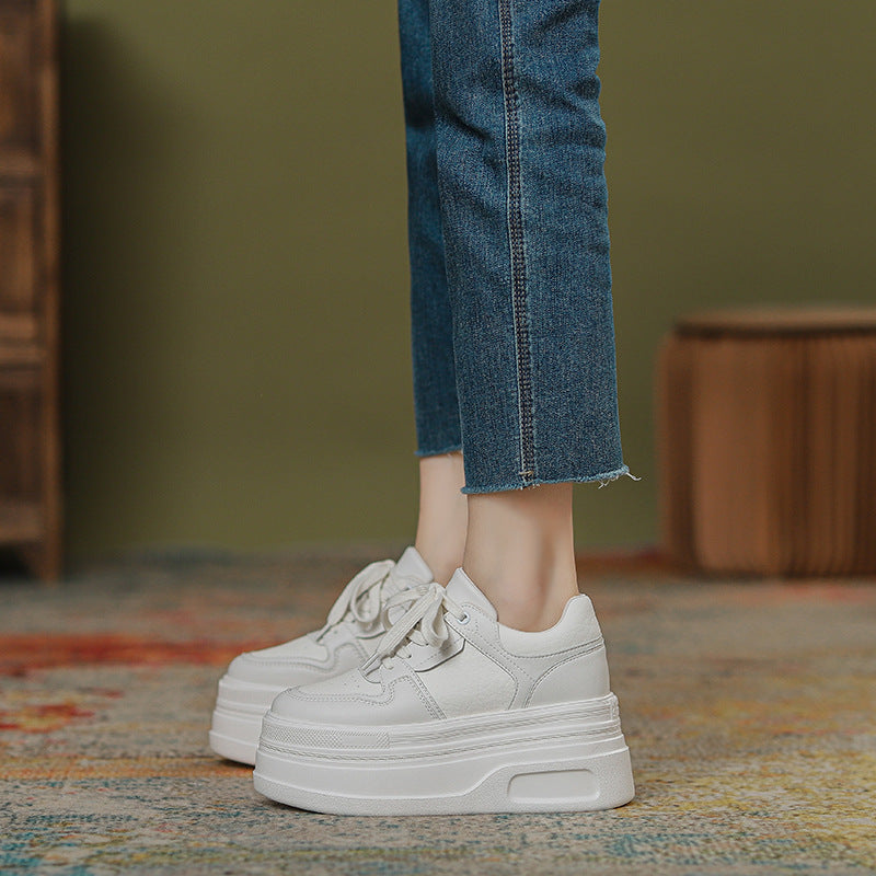 Height Increasing Insole Platform White Female Sports Casual Shoes