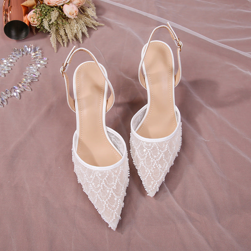 Women's Mermaid Lace Sequin Pointed Summer Breathable Sandals