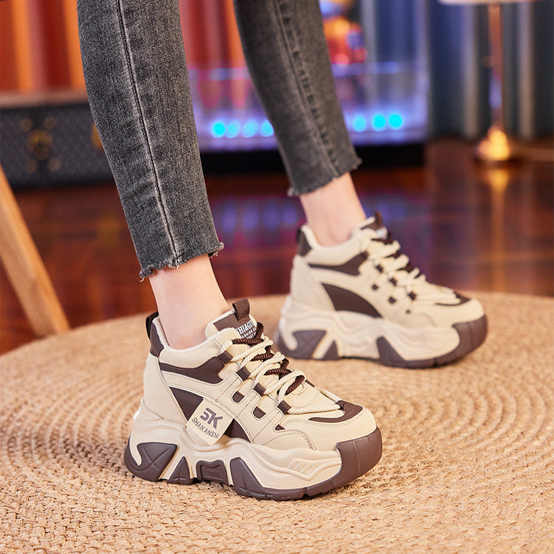 Women's Comfortable Height Increasing Insole Small College Style Dad Thick Bottom Women's Sports Shoes