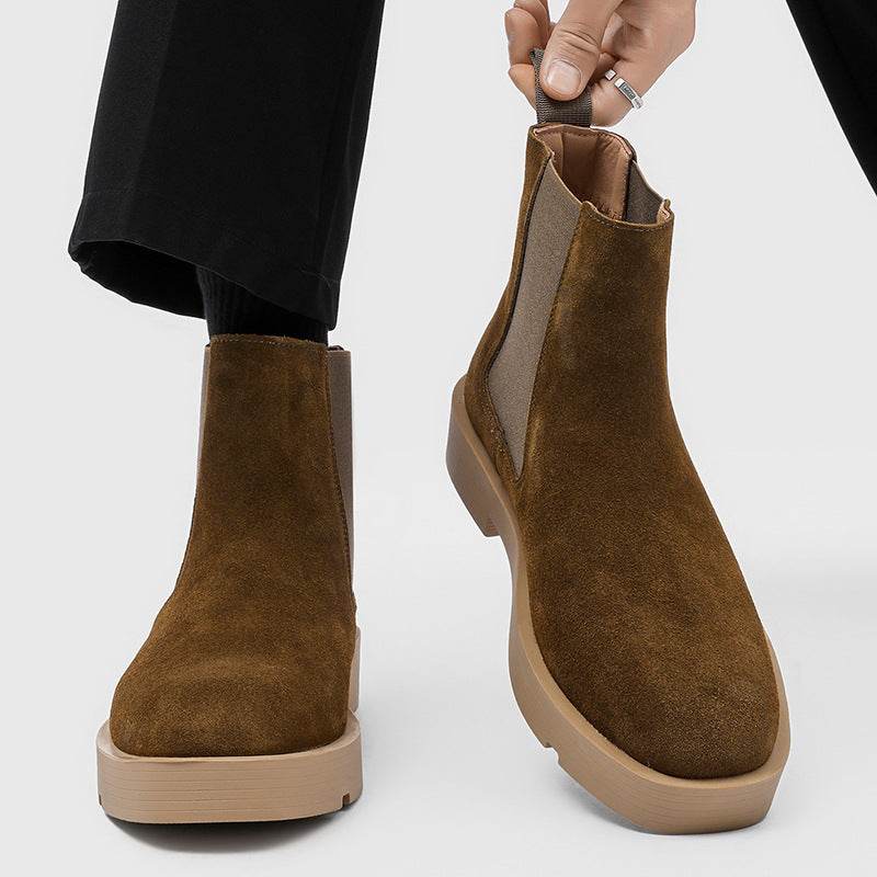 Men's Platform Chelsea Height Increasing Insole Short Boots