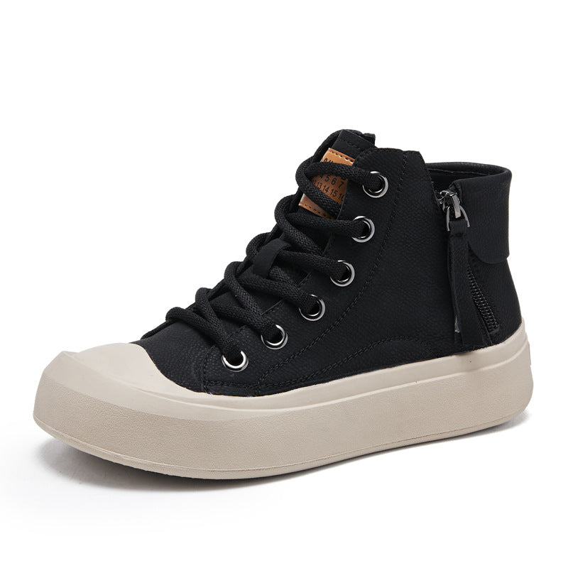 Women's Large Size Retro Ankle Side Zipper Board Plus Women's Leather Boots