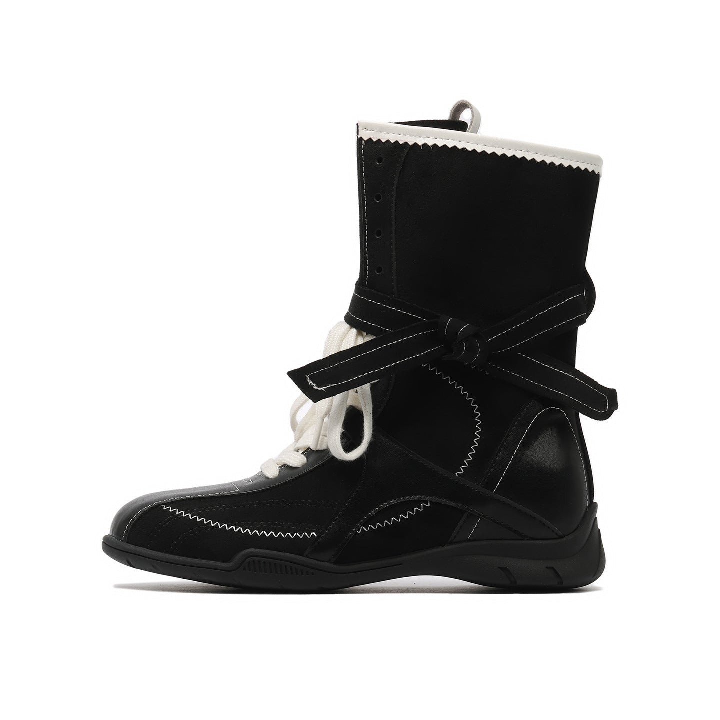Women's Small Size Platform Height Increasing Insole Retro Boxing Women's Leather Boots