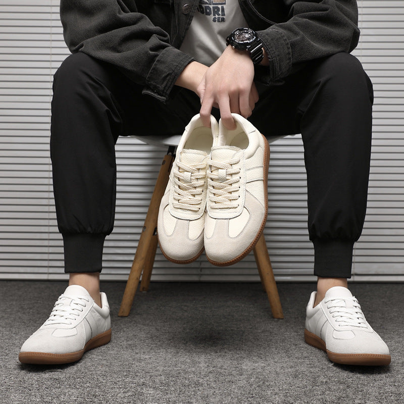 Men's Layer Cowhide German Training Low Top Board Trendy Sneakers