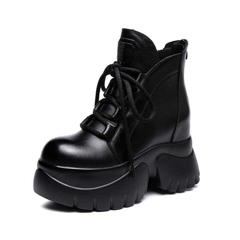 Women's First Layer Cowhide Platform High Martin Muffin Women's Shoes