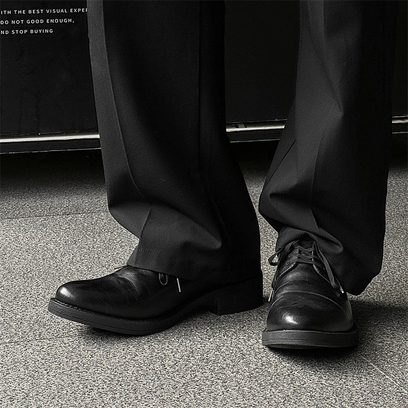 Women's & Men's Couple Pointed Autumn Business Height Increasing Men's Casual Leather Shoes
