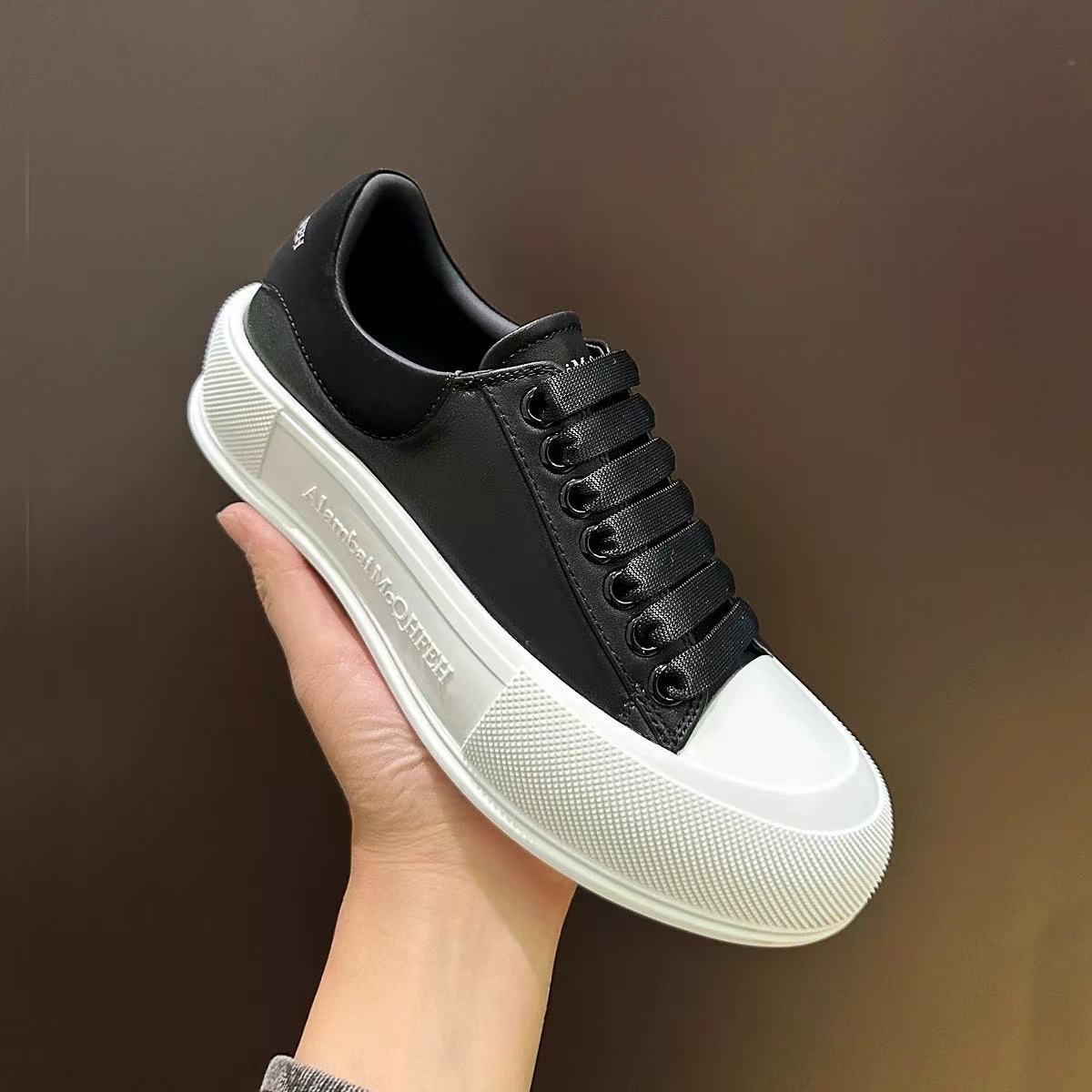 Women's Mcqueen Thick-soled Height Increasing White Fashionable Sneakers