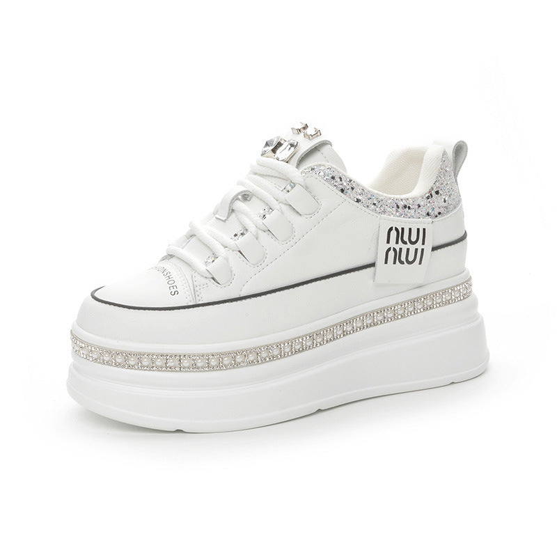 Women's Height Increasing Insole Muffin Platform Rhinestone Fashion Trendy Easy Women's Shoes