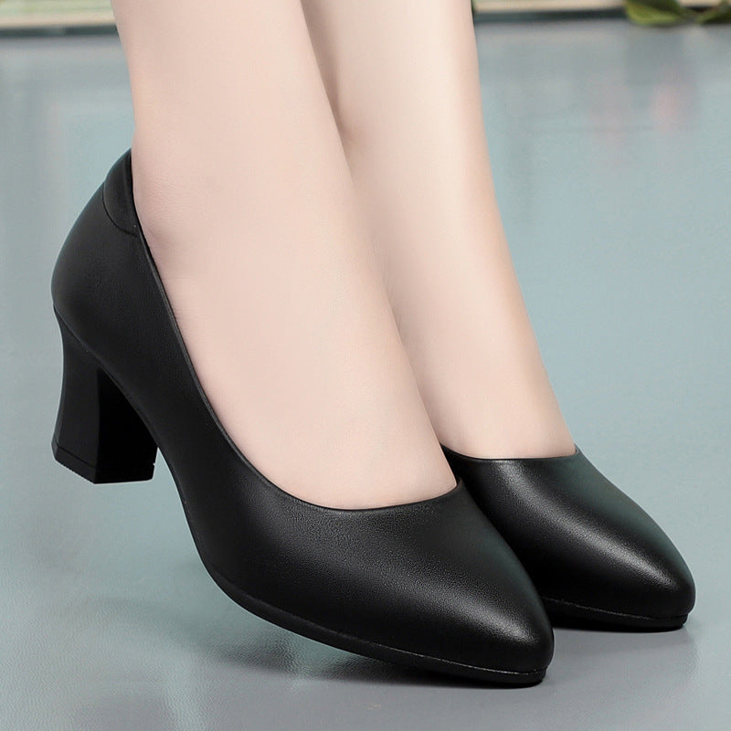 Women's Stewardess Black Interview Tooling Soft Bottom High Women's Fashion Shoes
