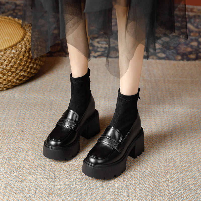 Women's Increasing Insole Veet Martin Short Thick-soled High Women's Leather Boots