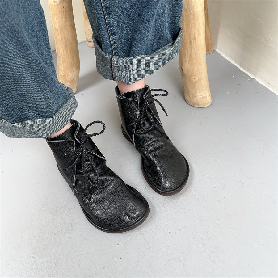 Women's Thick-soled Veet Small Size Martin For Women's Leather Boots