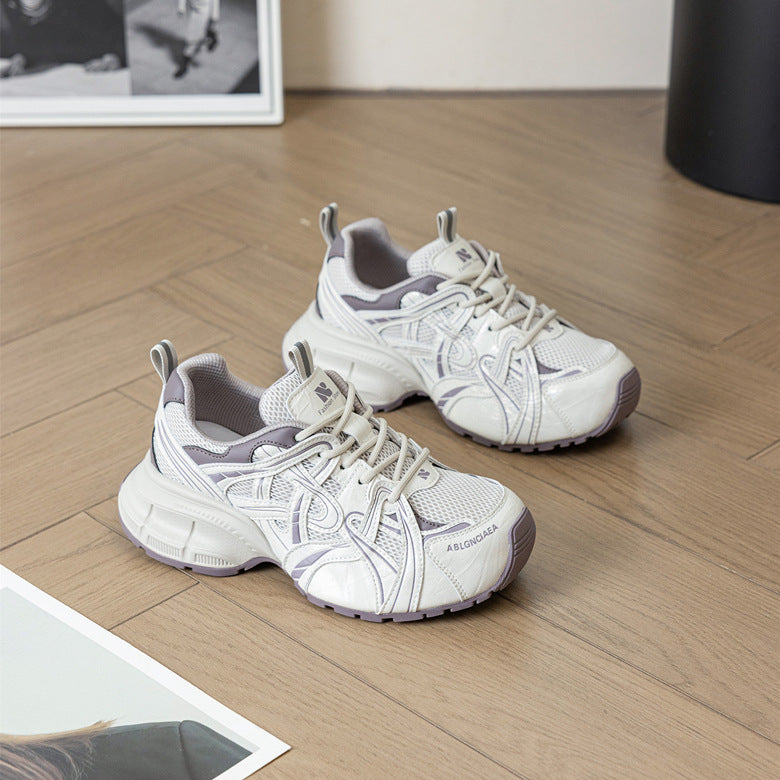 Women's Mesh Bottom Platform Dad Fleece-lined Slimming Small Women's Shoes