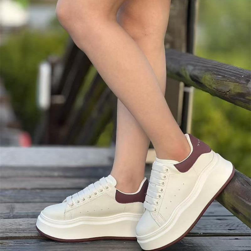 Women's Platform White Korean Style Versatile Muffin Height Sports Casual Shoes