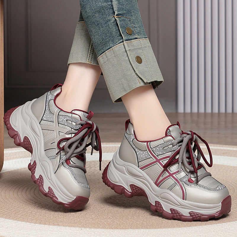 Women's Platform Heightened Daddy Fashionable Breathable Polyurethane Men's Shoes