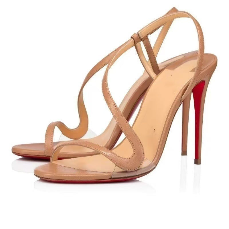 Women's Anchor Rivet Red Sole Pointed High Heels