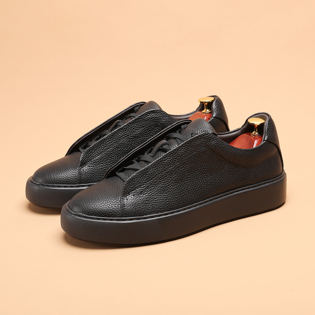 Men's White Lychee Pattern Thick Bottom Tide Summer Men's Shoes