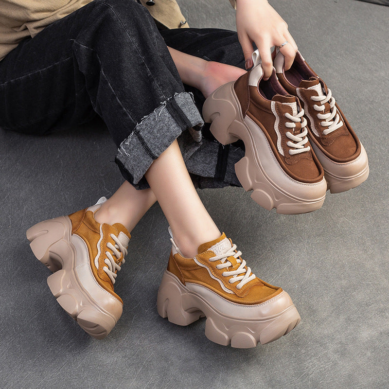 Women's Shu Front Platform Small Elevator Wild Women's Casual Shoes