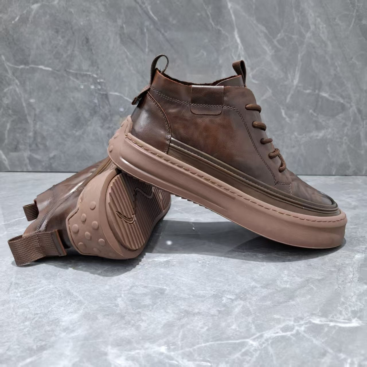 Men's Horse Breathable Genuine Retro Worker Short Boots