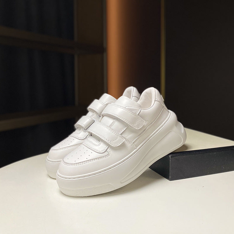 European Goods Spring Thick-soled Wool Fleece Lined White Sports Casual Shoes