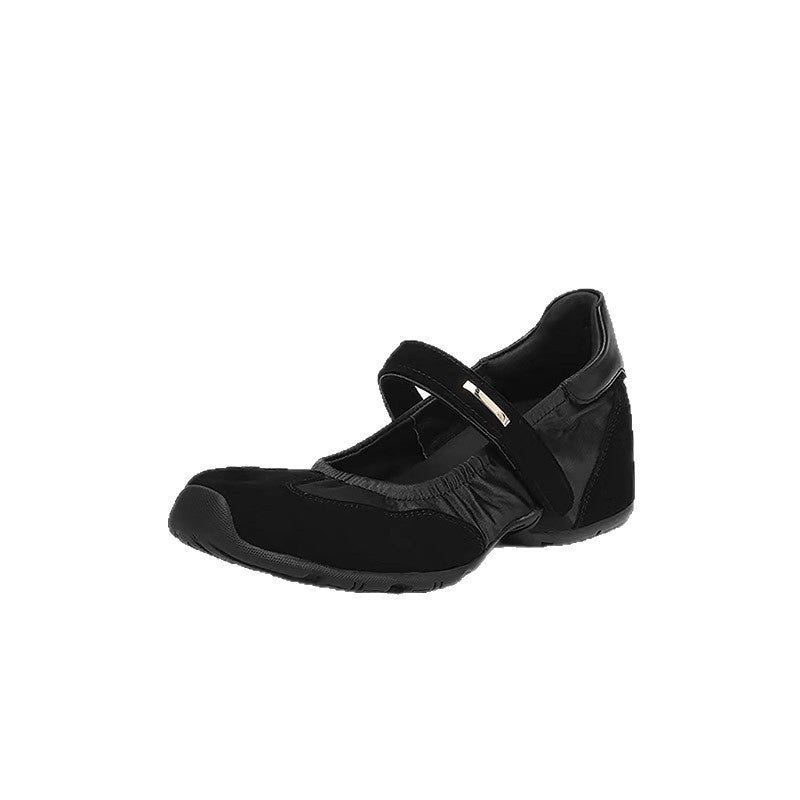 Women's Version Niche Retro Round Toe Invisible Elevated Velcro Mary Jane Casual Shoes