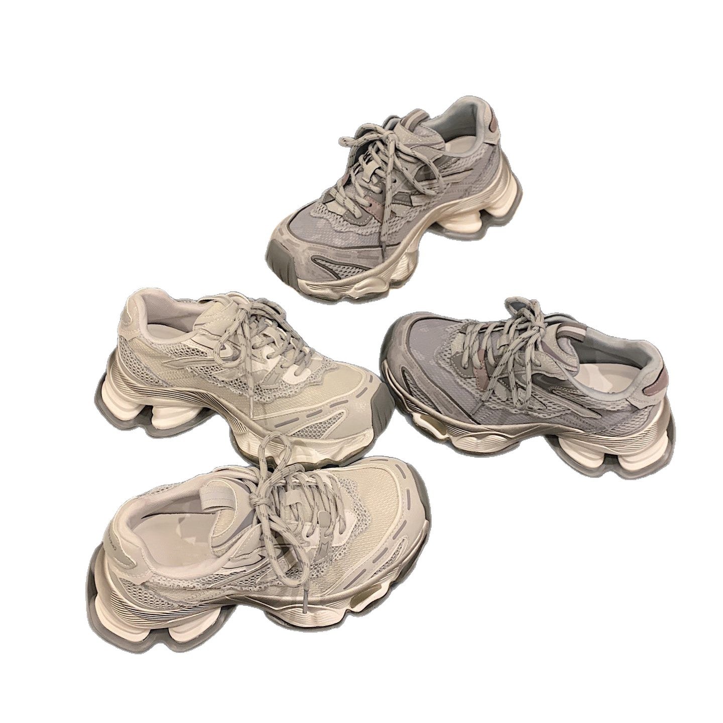 Mesh Stitching Breathable Clunky Fashion Platform Elevator Wild Moral Sports Casual Shoes