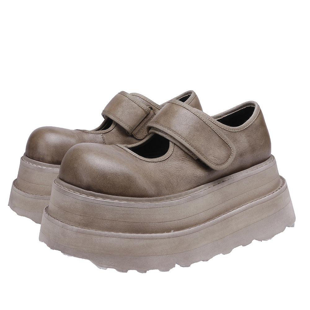 Women's To Ancient Spring Cowhide Lightweight Platform Mary Jane Genuine Versatile Women's Casual Shoes
