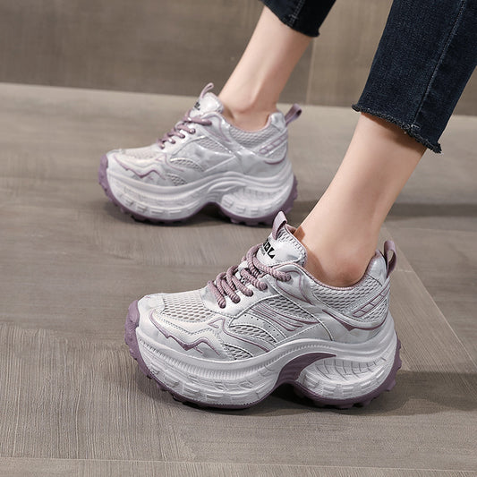Women's Platform Height Increasing Insole Dad Spring Mesh Sports Casual Shoes