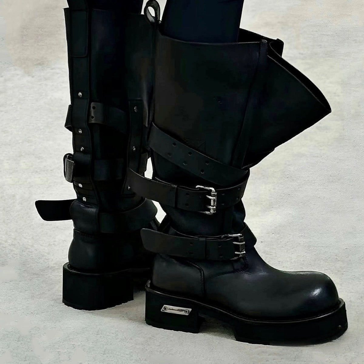Women's Belt Buckle Poison Liquid Drawstring Big Tube Circumference Thick Boots