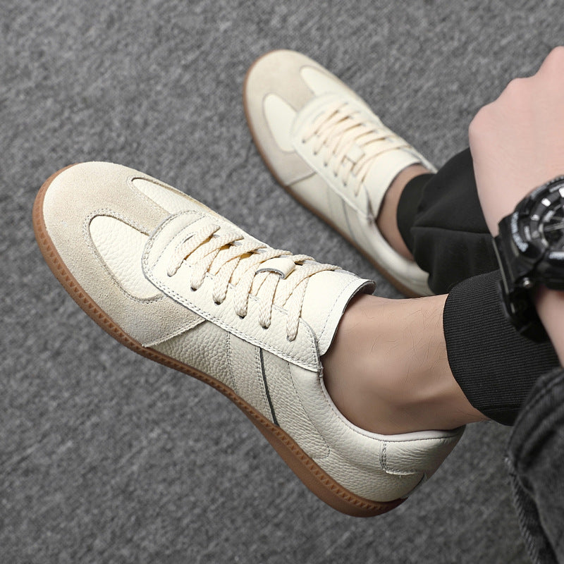 Men's Layer Cowhide German Training Low Top Board Trendy Sneakers