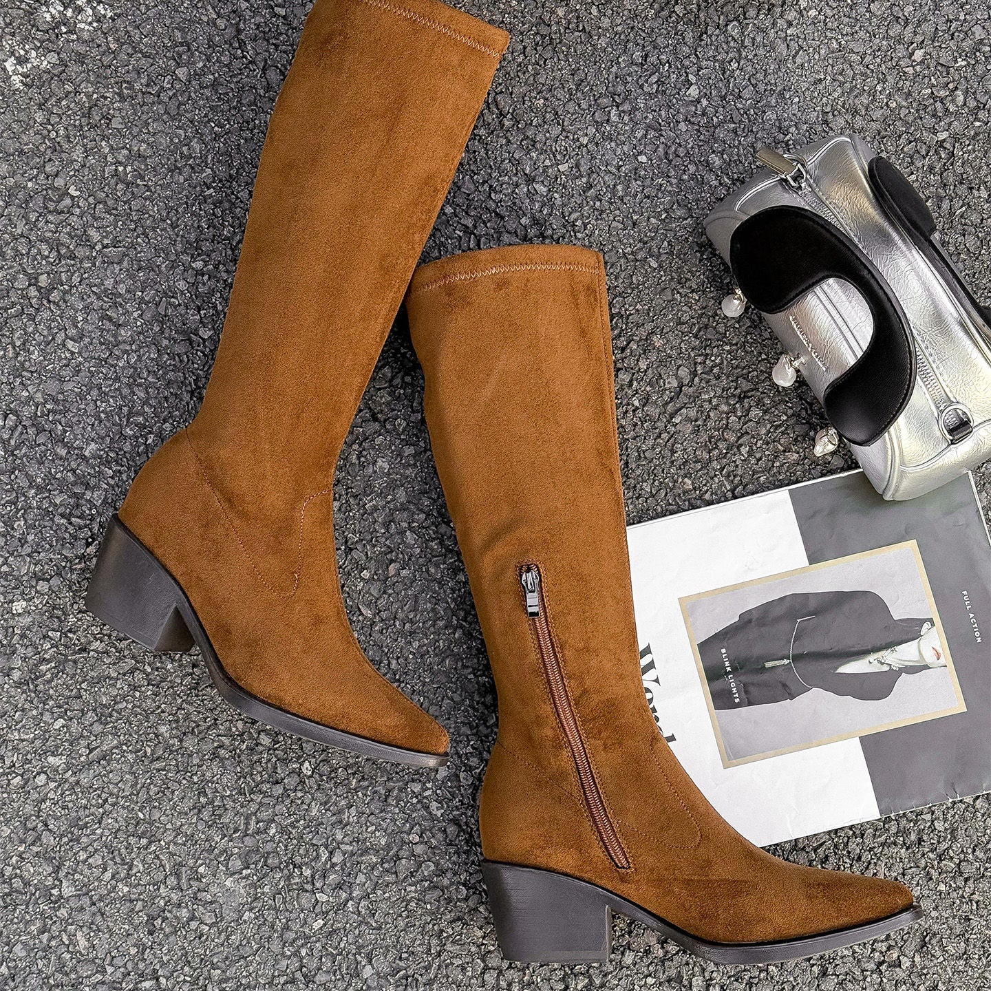 Cowboy Below The Knee Retro Long Female Chunky Height Women's Leather Boots