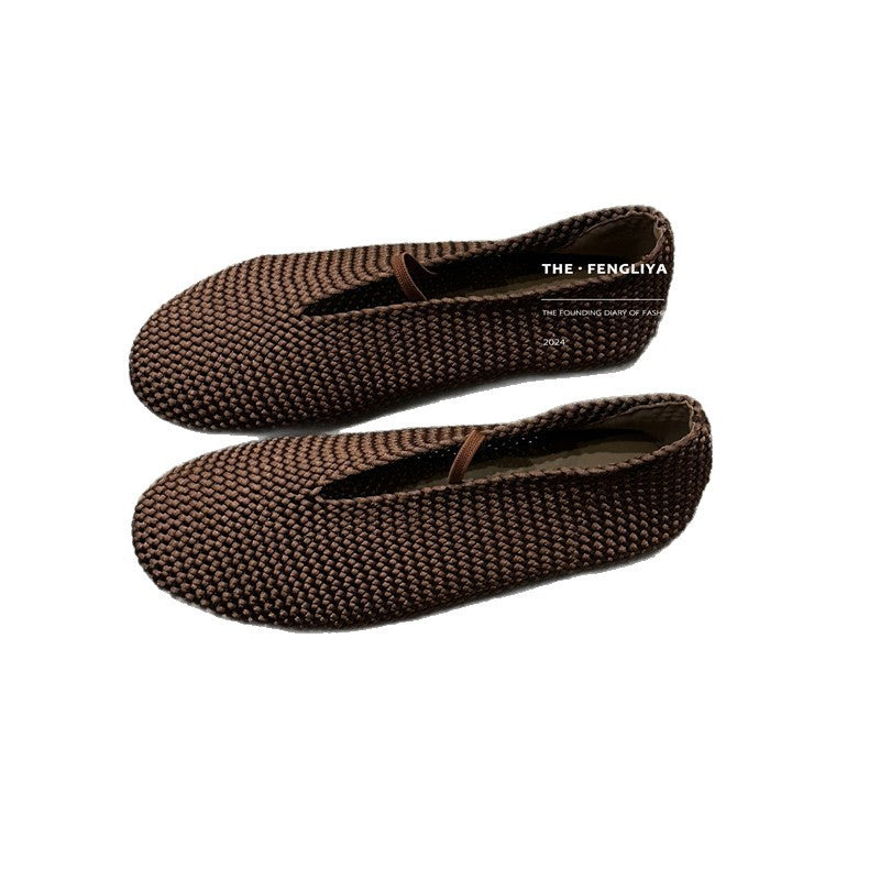 Style Autumn Fashionable Hand-woven Low-cut Flat Women's Fashion Shoes