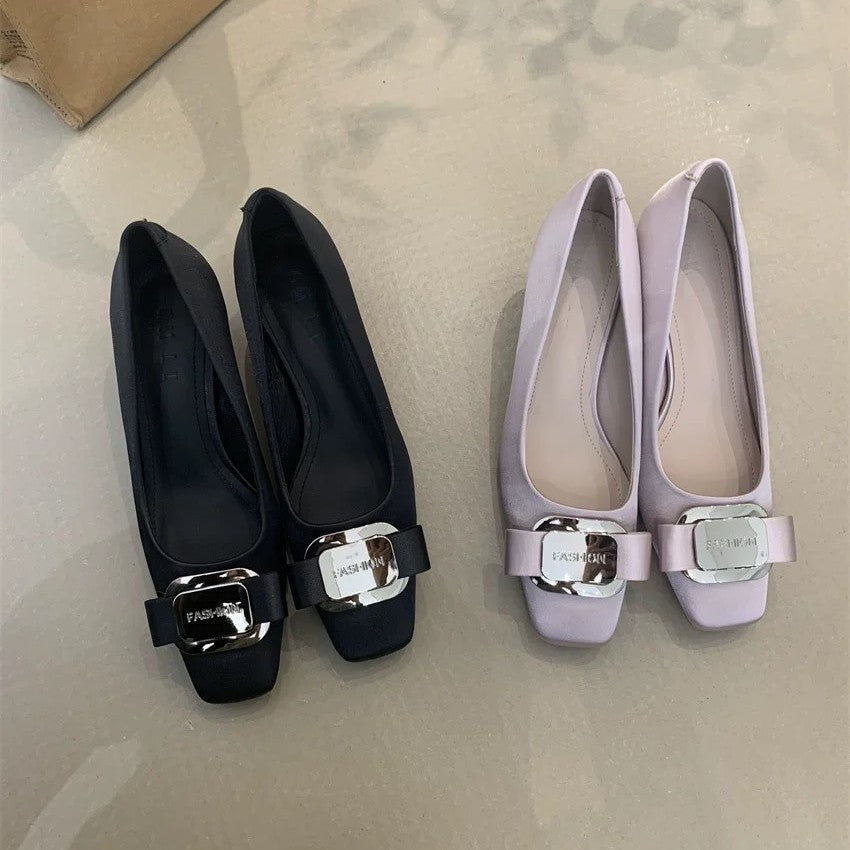 Women's French Chunky High Black Commuter Dress Women's Casual Shoes