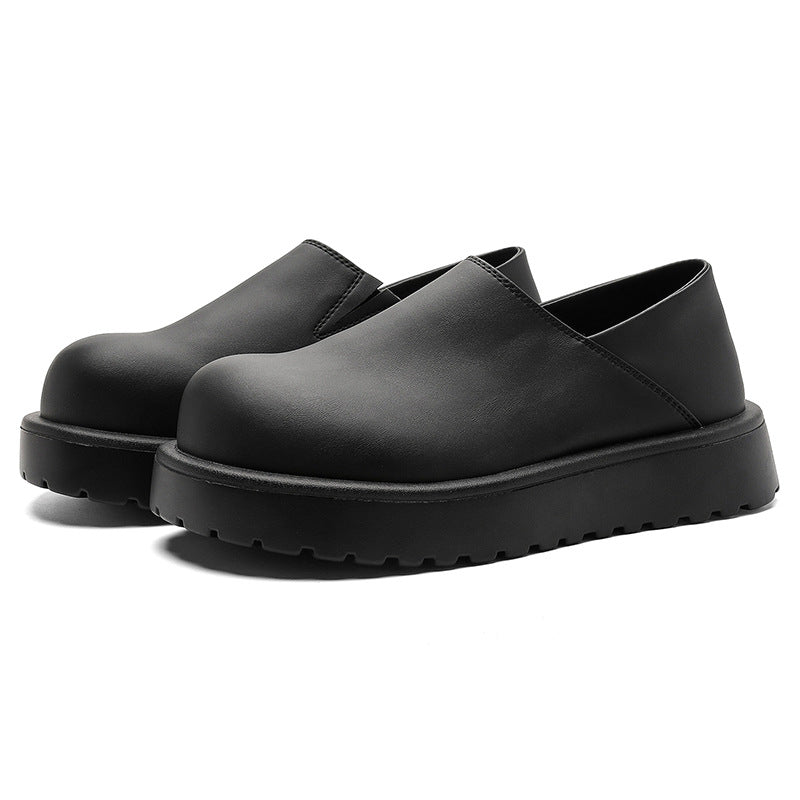 Mouth Pumps Fashion Slip-on Thick Bottom Leather Shoes