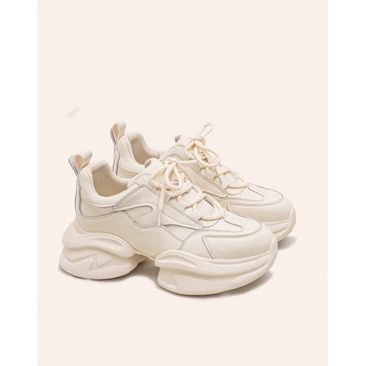 Women's Small Cowhide Dad Thick Bottom Increased Women's Sports Shoes