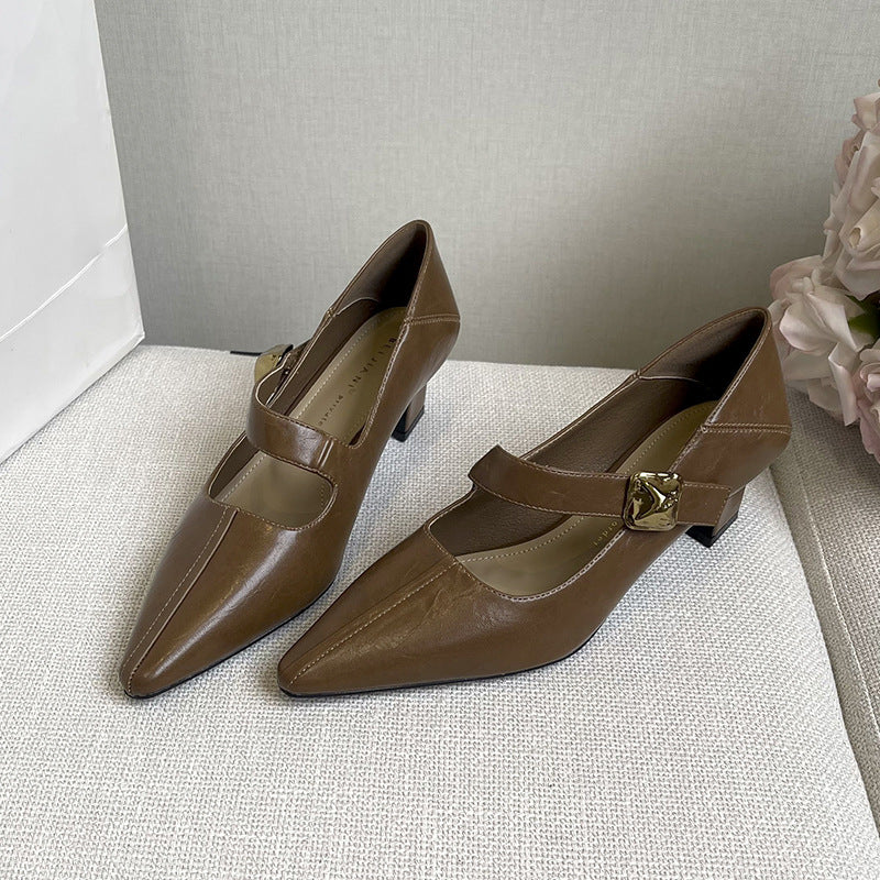 Women's Design Oblique Word With Square Head Classy High Chunky Women's Fashion Shoes