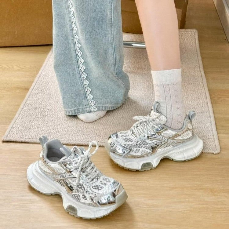 Women's Bottom Thin Mesh Dad Summer European Version Breathable Women's Sports Shoes