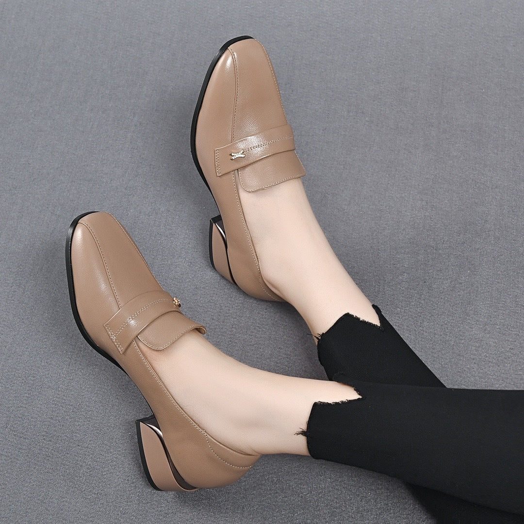 Women's Patent Pumps Chunky Mid Authentic British Style Women's Fashion Shoes