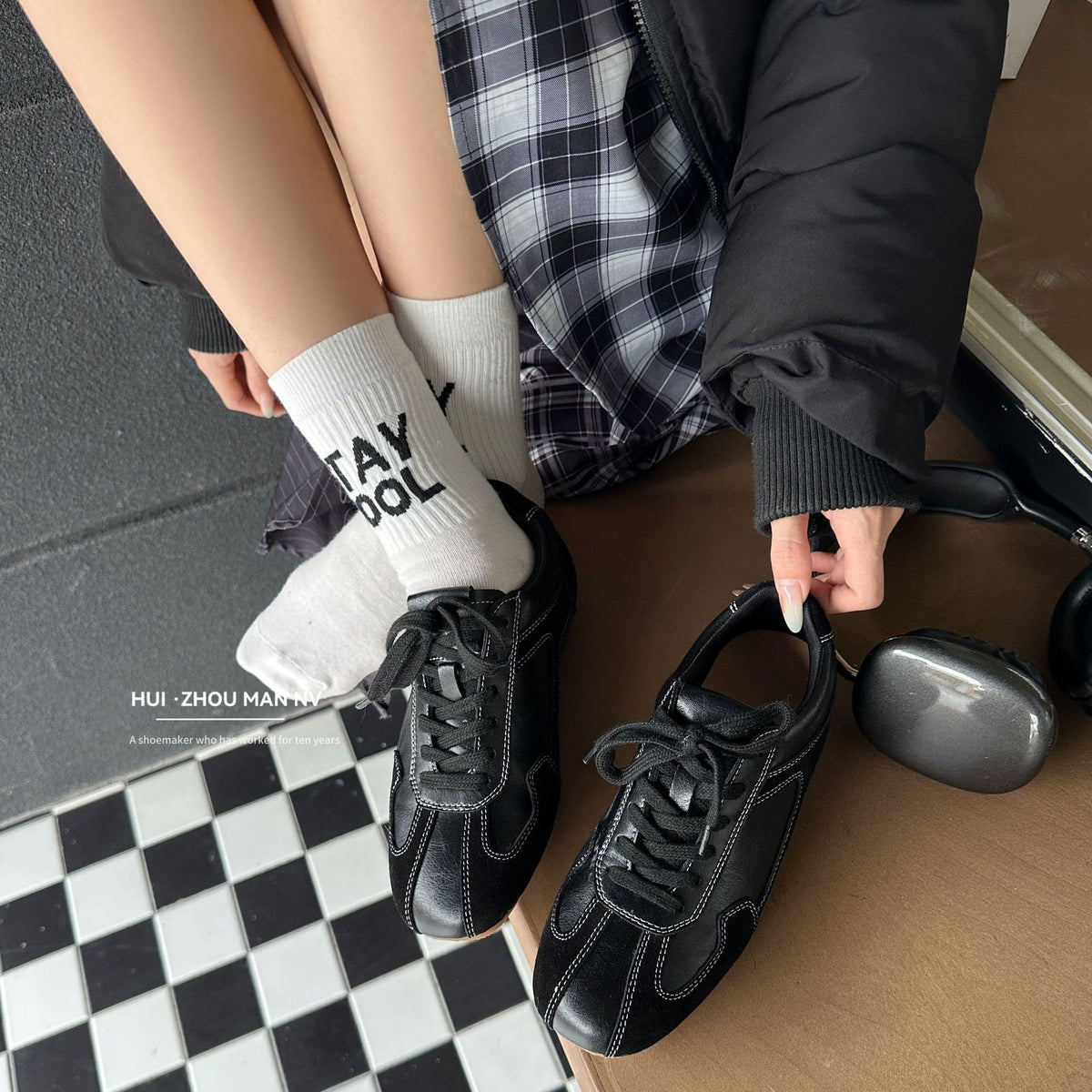 Women's Height Increasing Insole Ballet Training Lace Up Sneakers