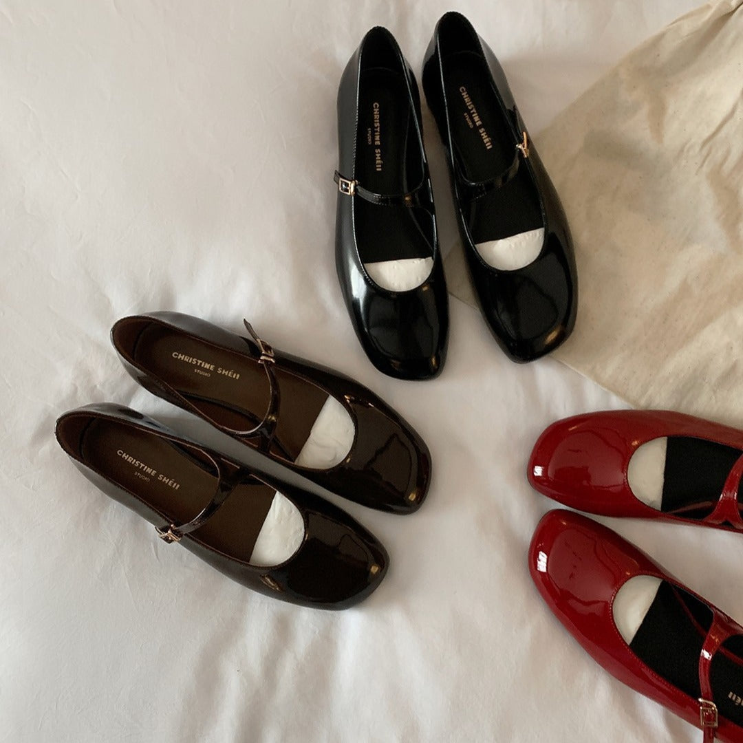 Women's High-grade Patent Buckled Chunky Mary Jane Versatile Women's Fashion Shoes