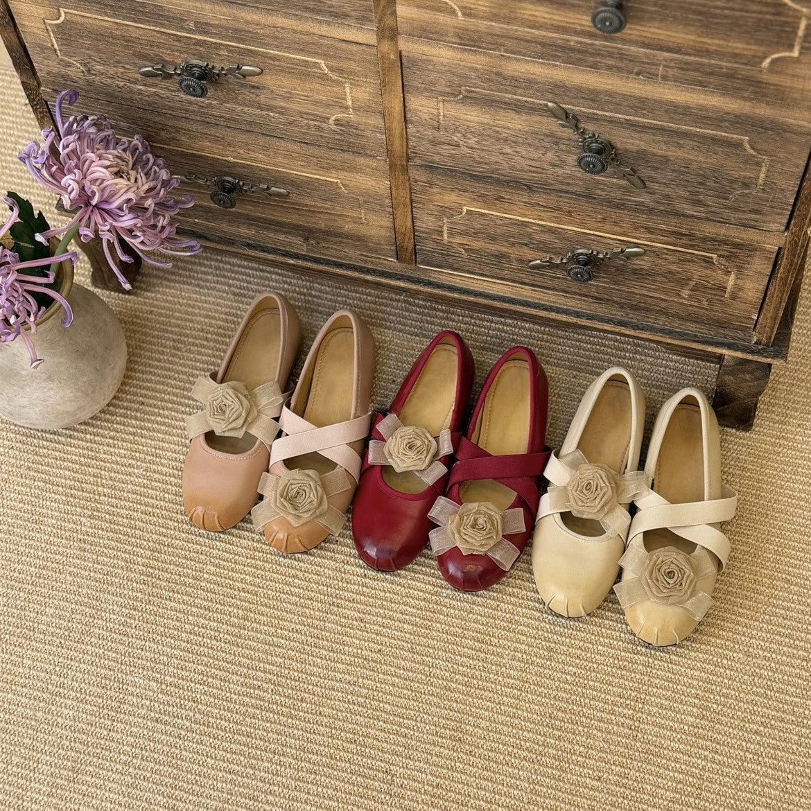 French Flat Flower Mandarin Duck Shallow Mouth Pumps Female Summer Women's Fashion Shoes