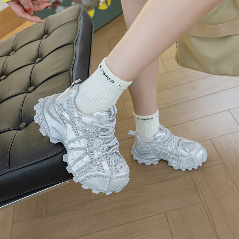 Women's Platform Dad Fashionable With Full Diamond Bottom Women's Sports Shoes