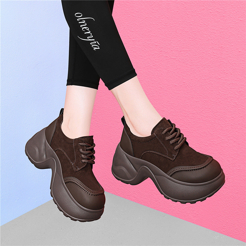 Women's Small Round Head Thick Bottom Daddy Pumps Increased Temperament Women's Sports Shoes