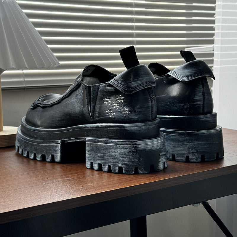 Men's Slip-on Korean Style Breathable Increased Summer Men's Casual Leather Shoes