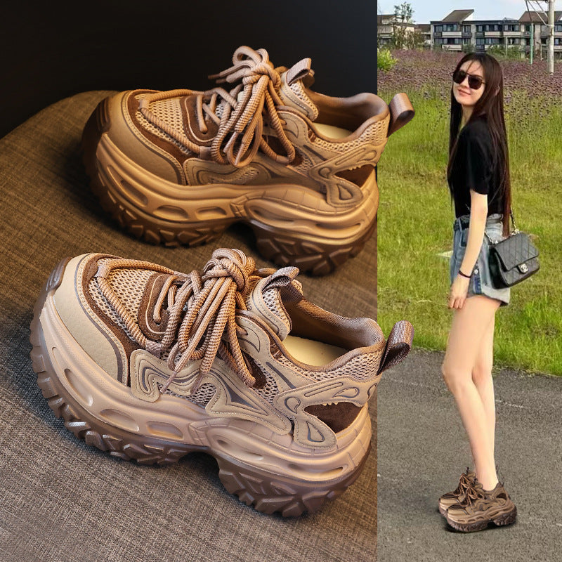 Women's Platform Height Increasing Insole Mesh Autumn Muffin Daddy Sports Casual Shoes
