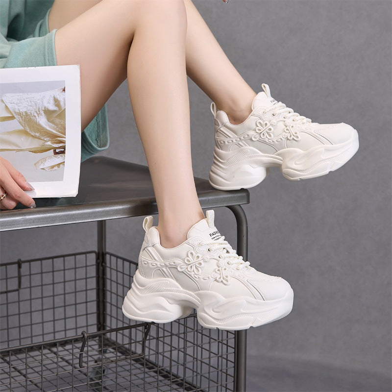 Women's National Style Authentic Clunky Autumn Small Height Increasing Wedge Sneakers