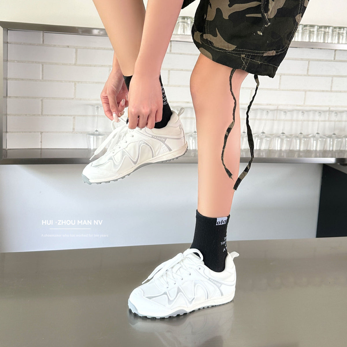 Women's Retro Platform Lace Up Breathable Height Women's Sports Shoes