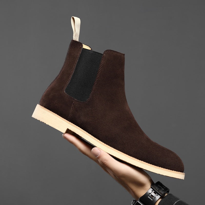 Men's Chelsea Pointed British Style Martin Matte High Men's Leather Boots