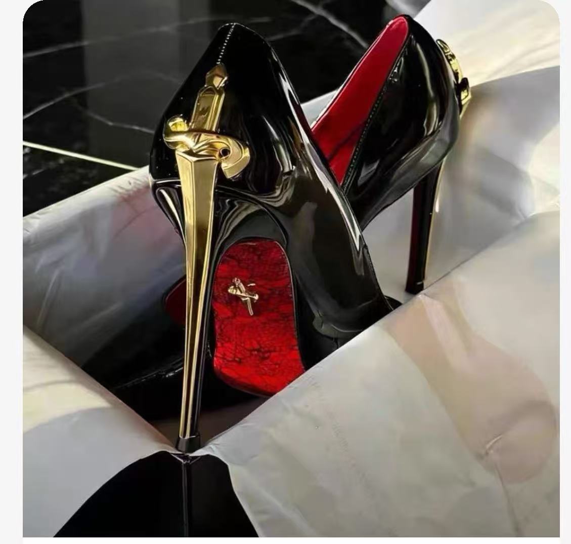 Women's High Sharp Sword Metal Element Pointed Stiletto Beautiful Temperament High-grade Heels