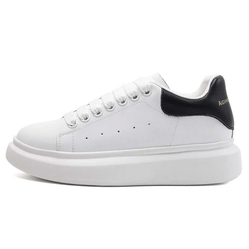 Men's & Women's Layer Cowhide Mcqueen White For Thick Sole Height Increasing Women's Casual Shoes