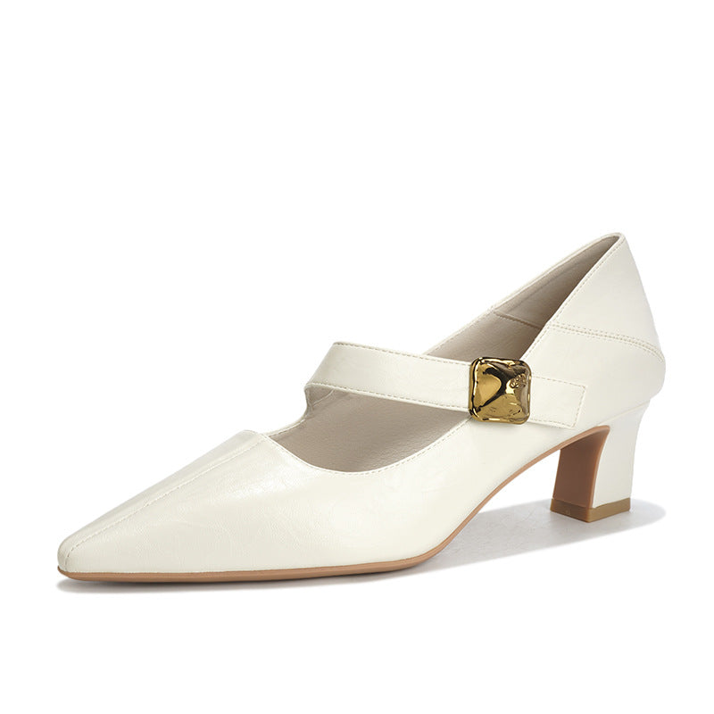 Women's Design Oblique Word With Square Head Classy High Chunky Women's Fashion Shoes